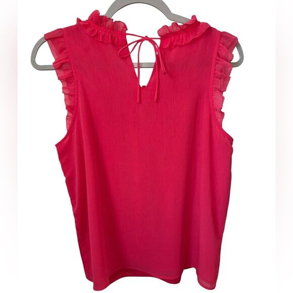 J. Crew Women’s Size Small Vibrant Pink Ruffle Blouse - Picture 2 of 7